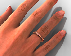 Unique Rose Gold Floral Wedding Ring