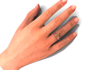 Unique Opal Floral Engagement Ring