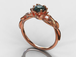 Unique Montana Sapphire Flower Engagement Ring