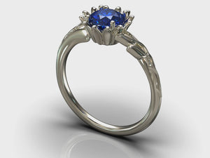 White Gold Flower Sapphire Engagement Ring