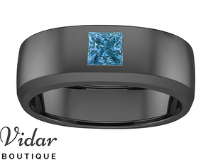 blue diamond mens wedding bands unique