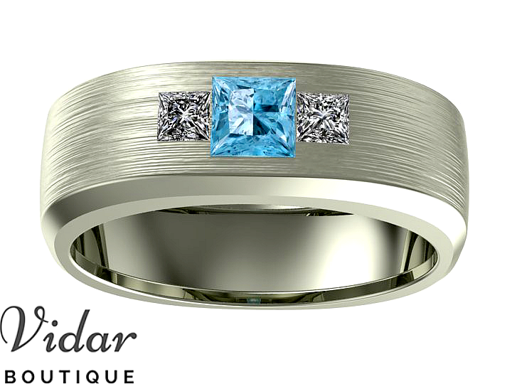 diamond and aquamarine wedding band