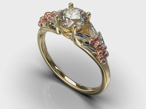 Unique Flower White Gold Solitaire Engagement Ring