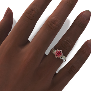 Unique Lotus Flower Ruby Engagement Ring