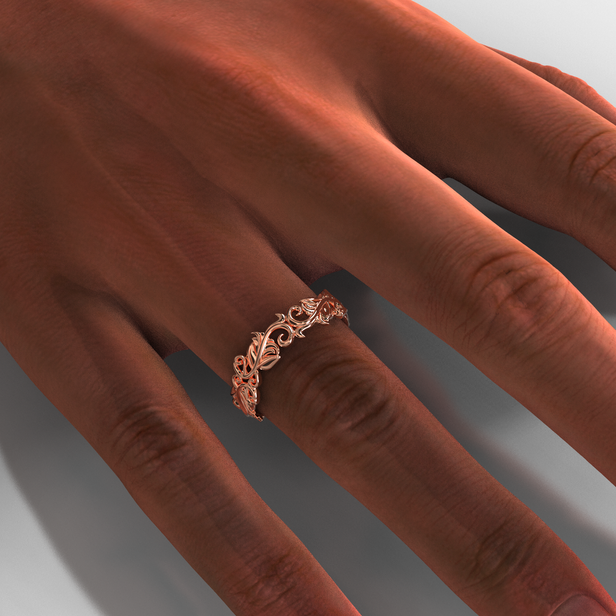 Rose Gold Leaf Wedding Band