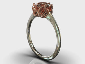 Two Tone Gold Floral Morganite Engagement Ring