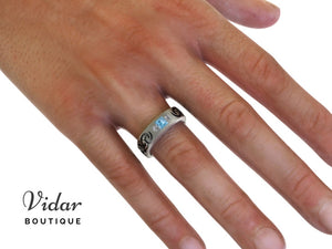 Unique Tribal Mens Aquamarine Wedding Ring
