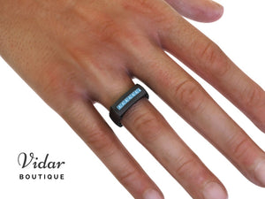 Black Gold Aquamarine Wedding Band For Men
