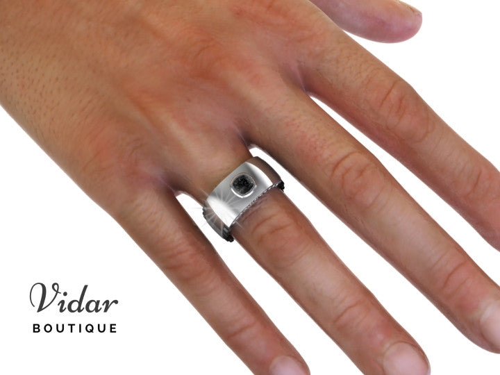 Two Tone Gold Black Diamond Wedding Ring For Men