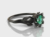 Black Gold Emerald Flower Engagement Ring