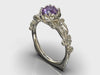 Unique Flower Amethyst Engagement Ring