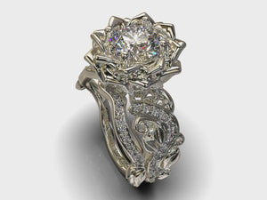 Exclusive Flower Diamond Wedding Ring Set