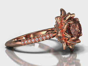 Lotus Morganite Engagement Ring