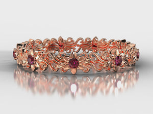 Unique Rose Gold Floral Wedding Ring