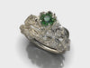 Emerald Flower Bridal Ring Set
