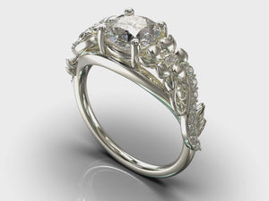 Flower White Gold Engagement Ring