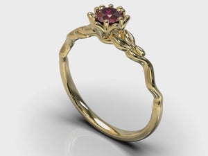 Unique Flower Ruby Engagement Ring