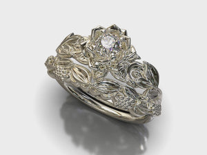 Floral Wedding Ring Set