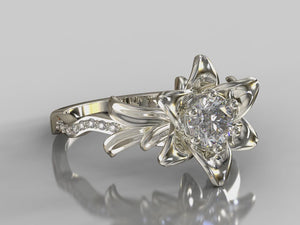 Moissanite Floral Engagement Ring