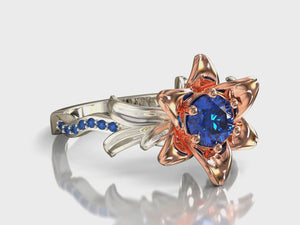 Lily Flower Sapphire Engagement Ring