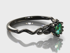 Unique Black Gold Emerald Engagement Ring