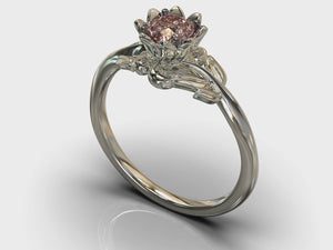 White Gold Flower Morganite Engagement Ring