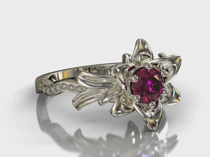 Ruby Flower Engagement Ring