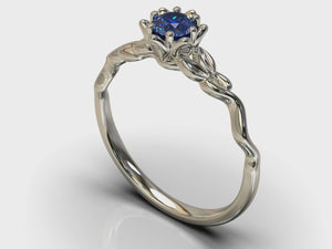 Unique Floral Sapphire Engagement Ring