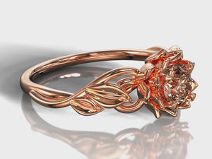 Unique Lotus Flower Engagement Ring With Morganite
