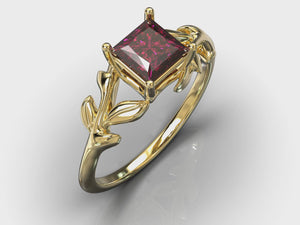 Unique Ruby Flower Engagement Ring