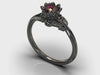 Black Gold Ruby Floral Engagement Ring