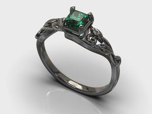 Black Gold Emerald Engagement Ring