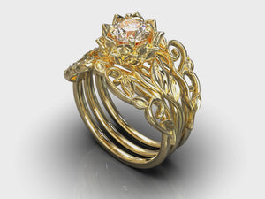 Lab Grown Diamond Flower Wedding Ring Set