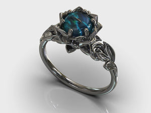 Unique Opal Flower Engagement Ring