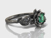 Black Gold Lotus Flower Emerald Engagement Ring