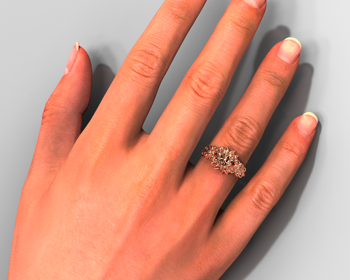 Morganite Flower Engagement Ring