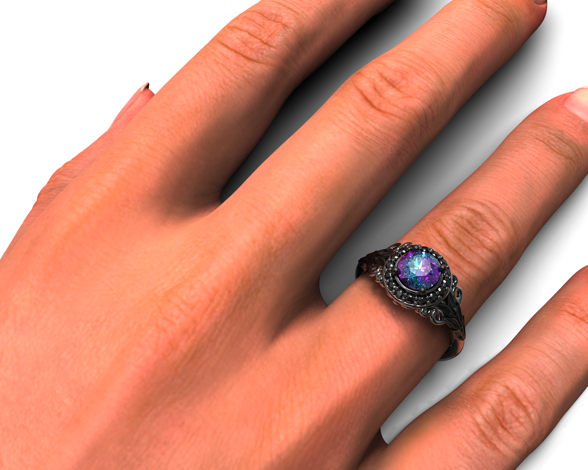 Unique Alexandrite Flower Engagement Ring