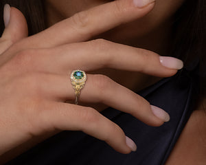 Floral Emerald Engagement Ring