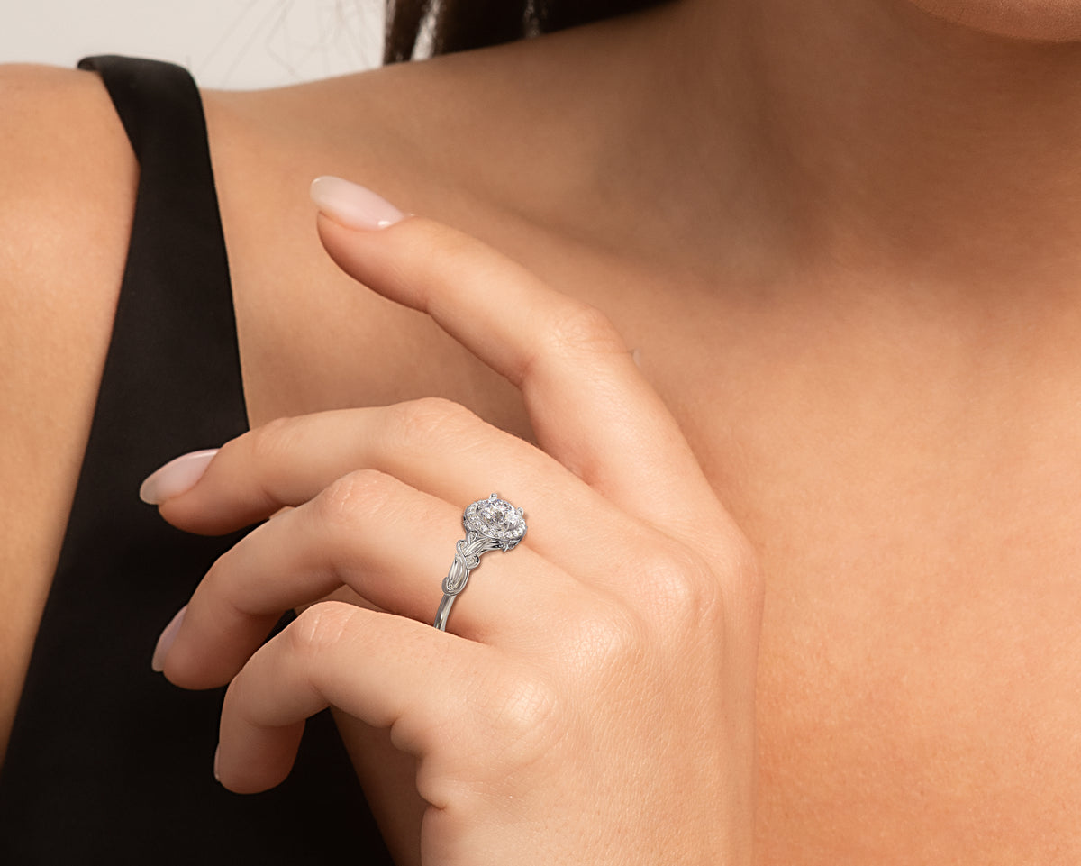 Exclusive Flower Halo Engagement Ring