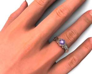 Unique Flower Amethyst Engagement Ring