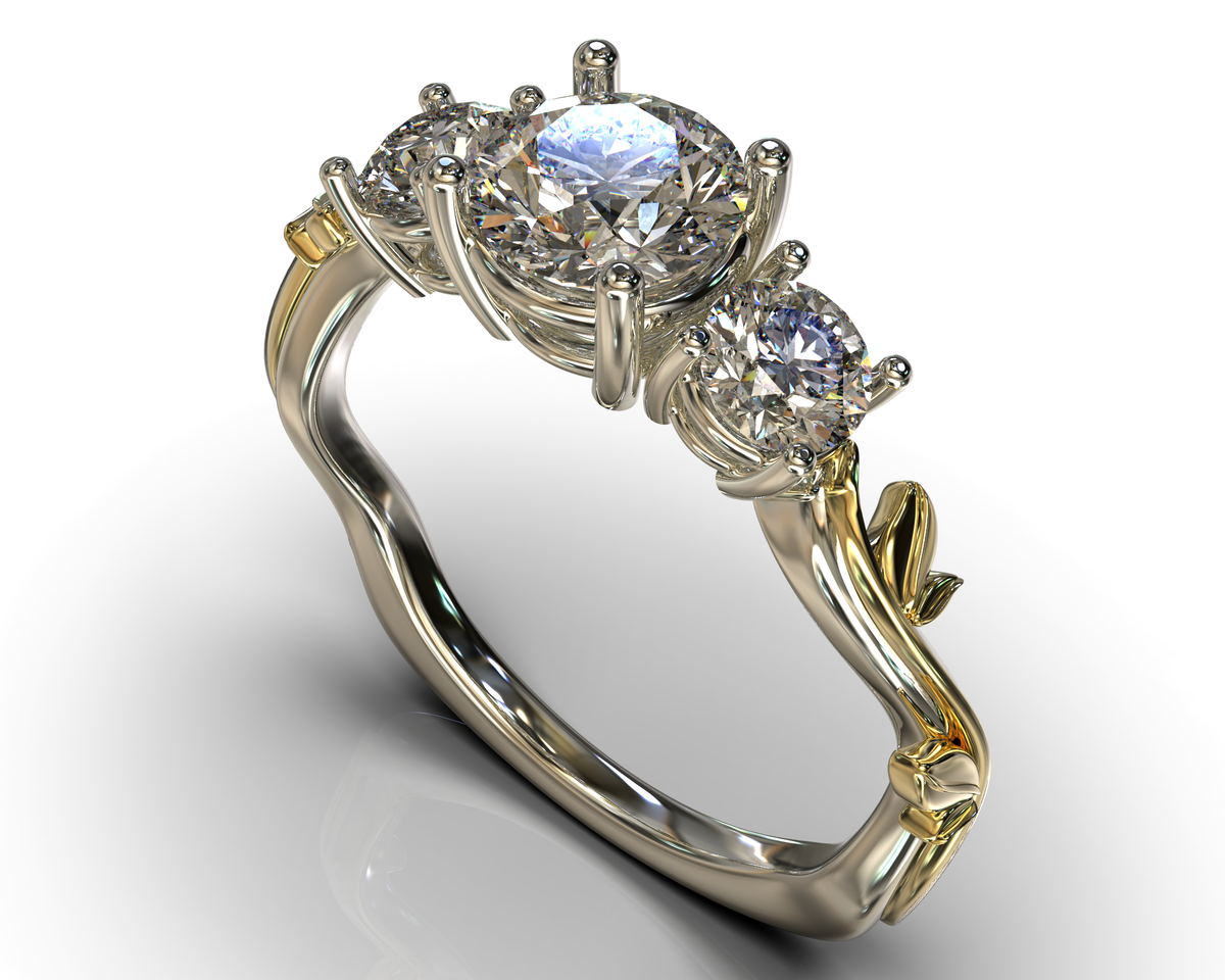 Three Stone Moissanite Engagement Ring