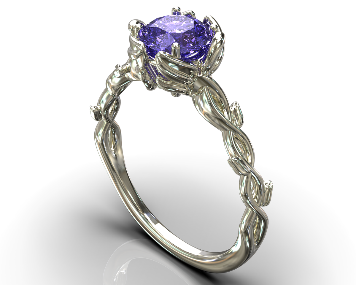 Tanzanite Flower Engagement Ring