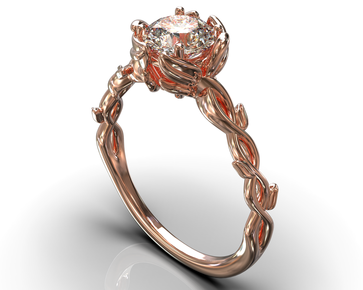 Unique Floral Moissanite Engagement Ring