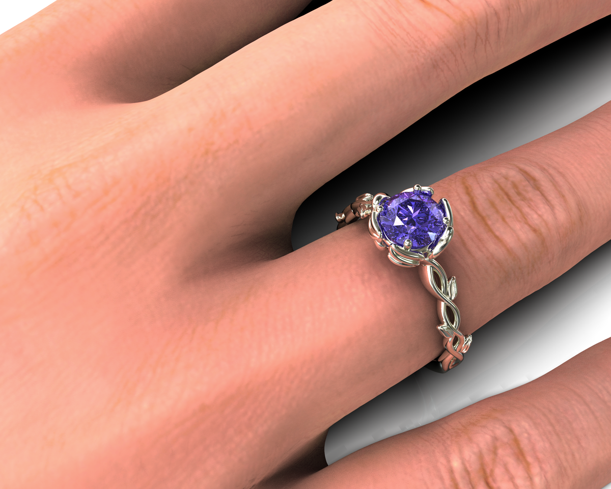 Tanzanite Flower Engagement Ring