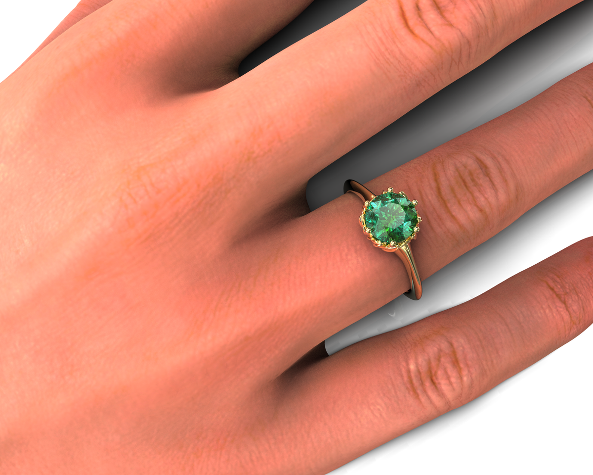 Unique Emerald Flower Engagement Ring