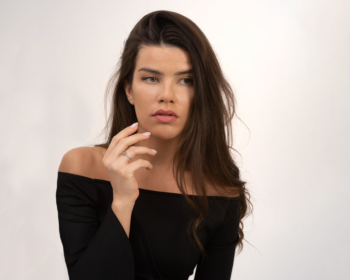 Two Tone Gold Floral Morganite Engagement Ring