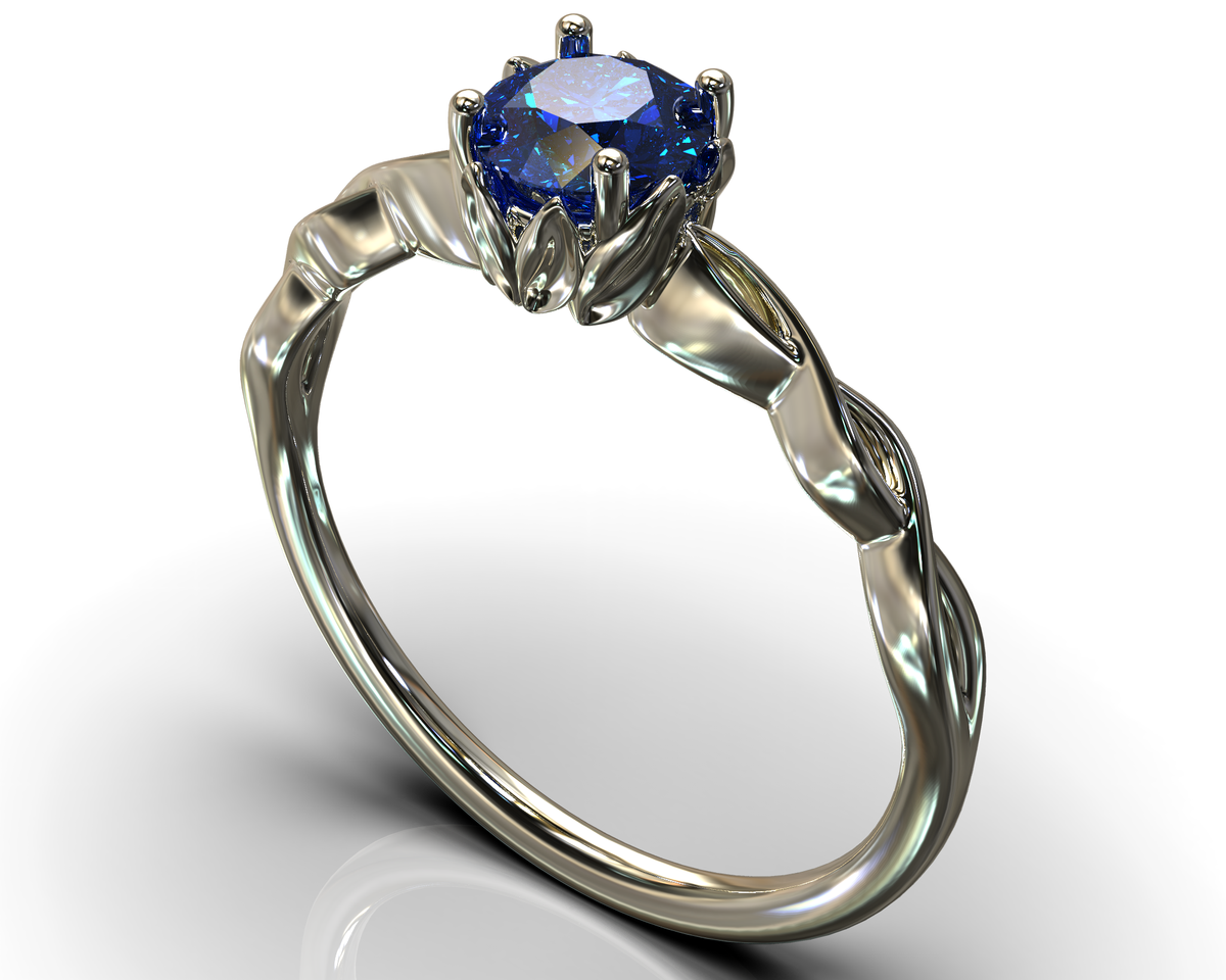 White Gold Floral Sapphire Engagement Ring