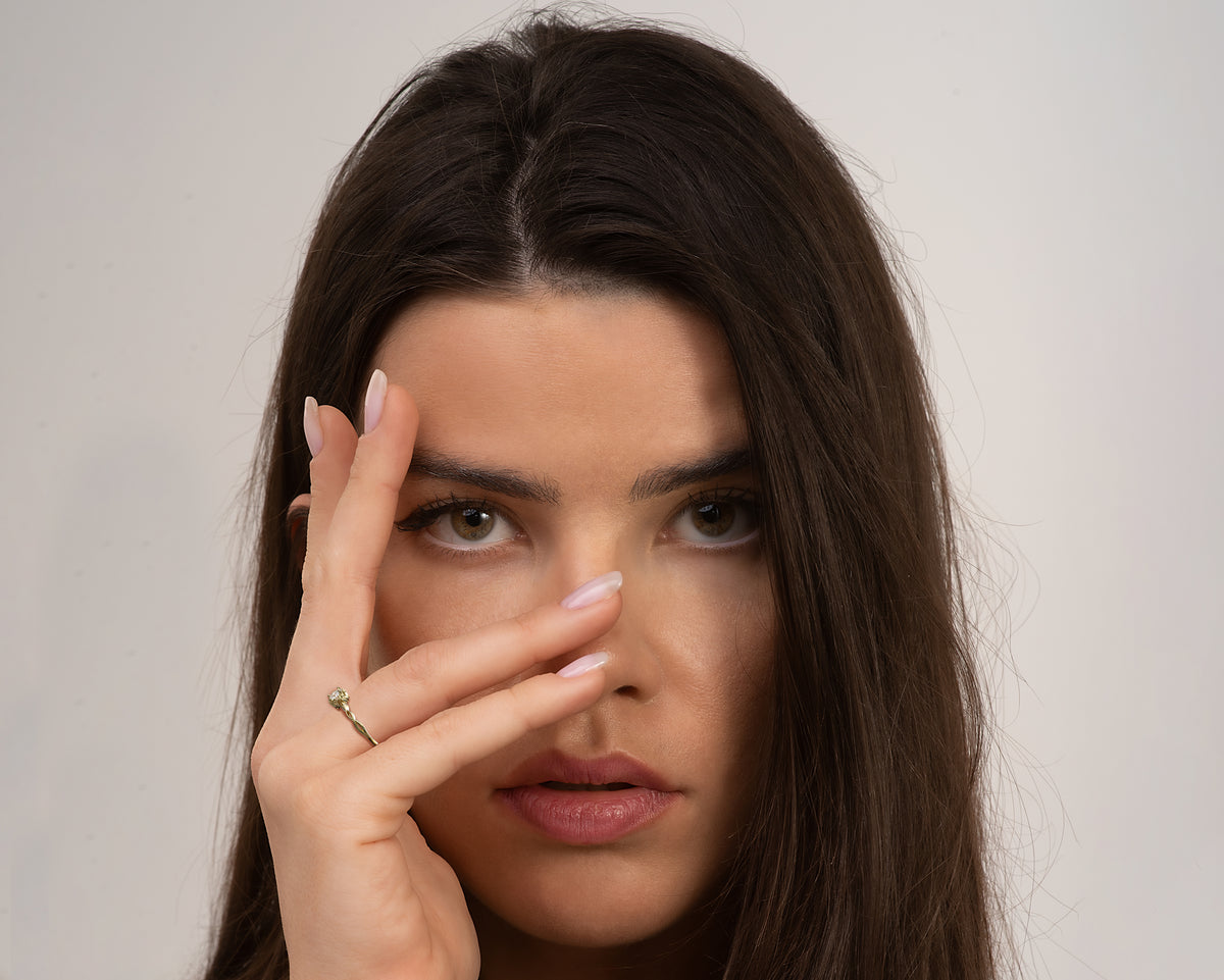 Blooming Diamond Engagement Yellow Gold Ring