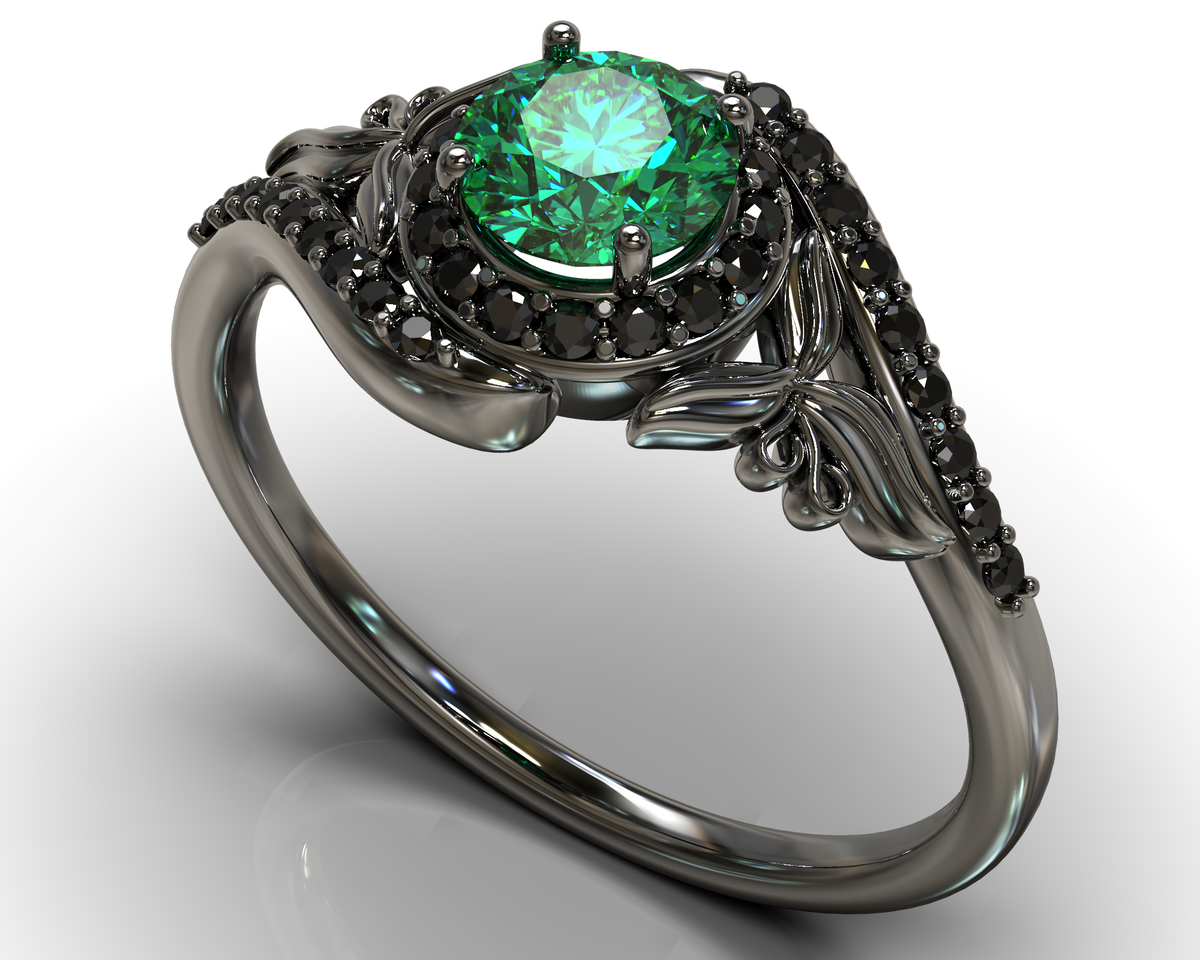 loral Black Gold Emerald Engagement Ring