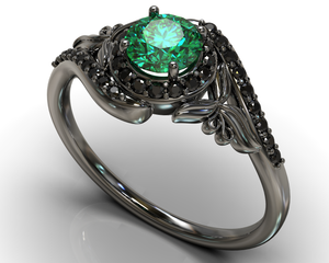 loral Black Gold Emerald Engagement Ring